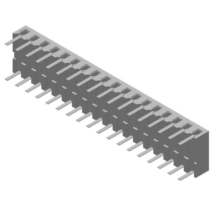 18 Pos Receptacle, Right Angle, 2.54mm Pitch, 3A, 350V