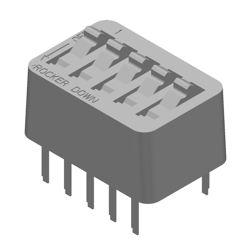 5 Pos SPST Rotary DIP Switch, 1A, 24VDC, Gold Contact