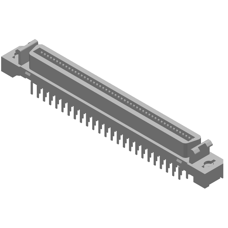 100 Pos 2 Row .050" Pitch Modular Ethernet Connector, Straight, Through Hole