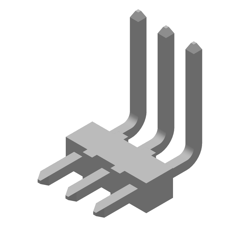 3 Pos 1 Row RA Header, 2.54mm Pitch, 4A, 250V, Solder, Through Hole
