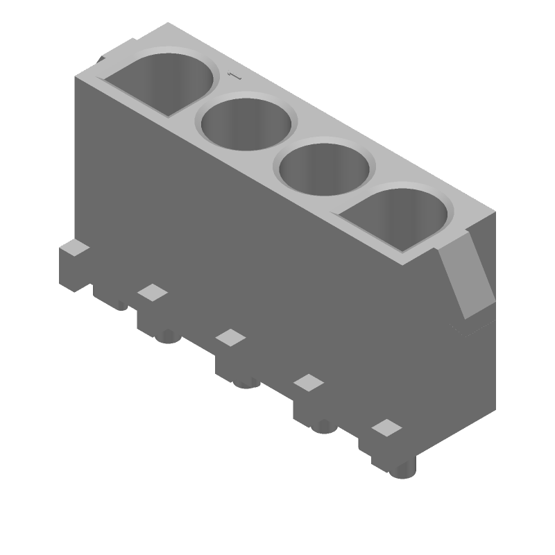4 Pos Power Connector, 12A, 600V, Wire-to-Board, Receptacle, Tin