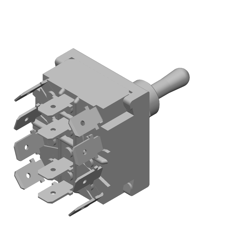 4PDT Toggle Switch, ON-ON, 20A 250VAC, Quick Conn, Panel Mount