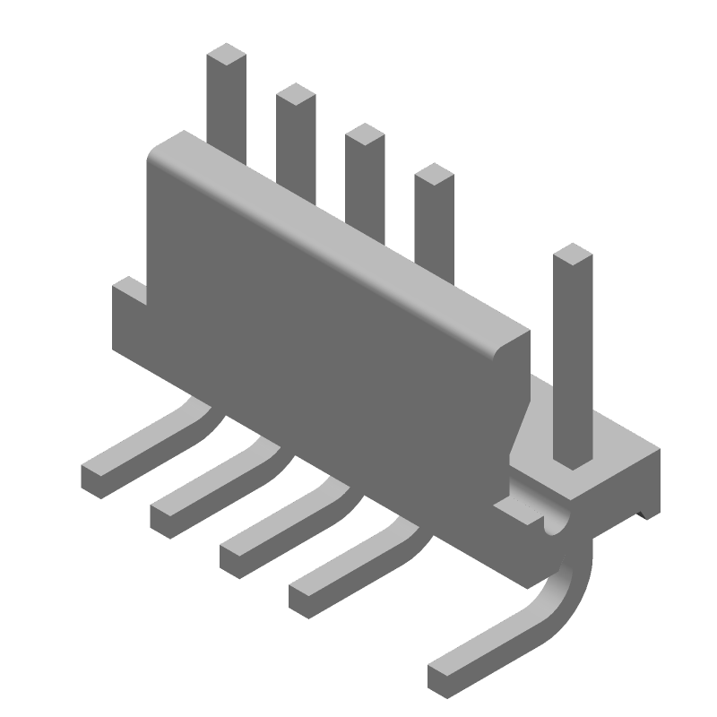 6P Power Connector, 7A, 600V, Tin, Right Angle, Through Hole