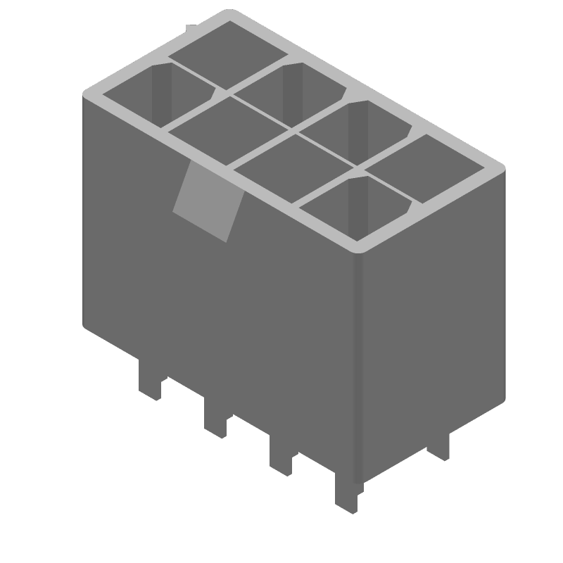 Power Connector, 8 Pos, 9A, 600V, Straight, Solder, Thru-Hole