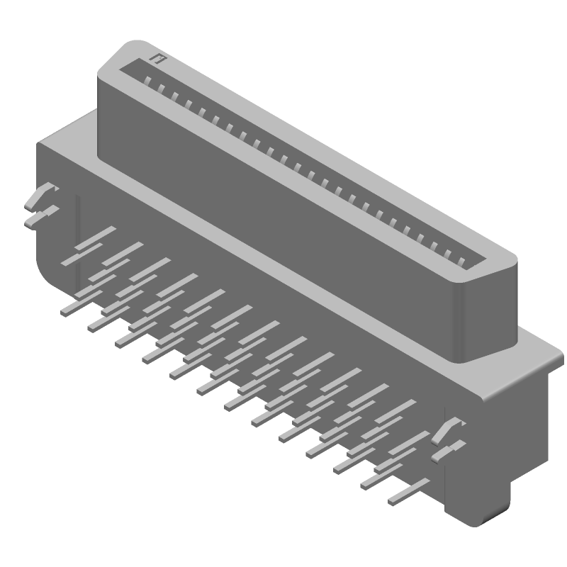 50 Pos SCSI Connector, Female, Right Angle, 1A, Gold/Tin