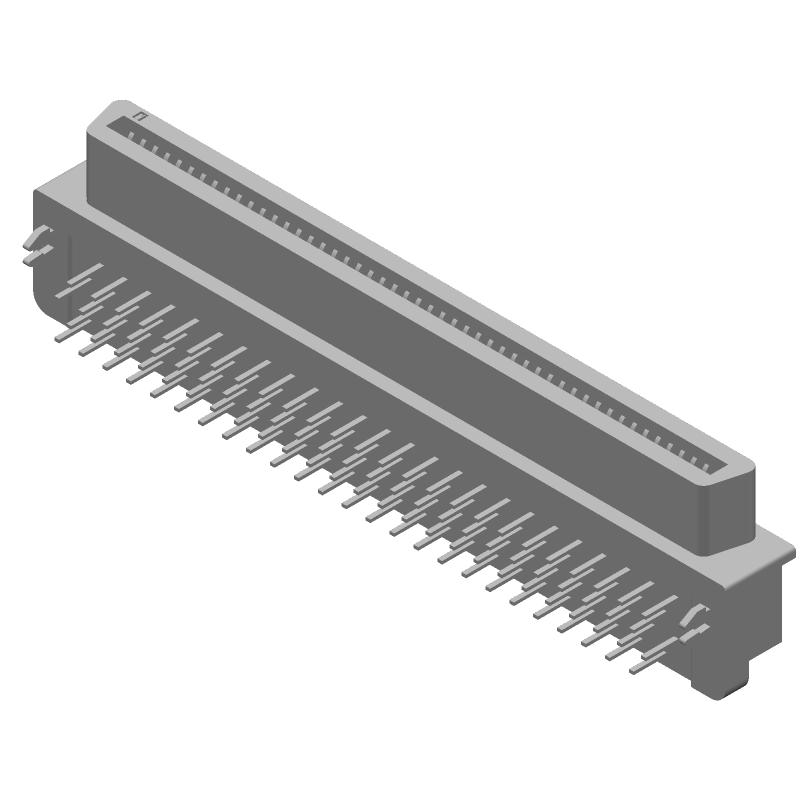 100 Pos Right Angle Female Modular Connector, 1A, Gold/Tin, 0.05" Pitch