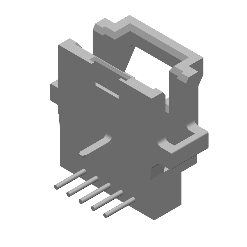 5 Pos RA Shrouded Header 1.27mm Pitch Thru-Hole 1A 30V