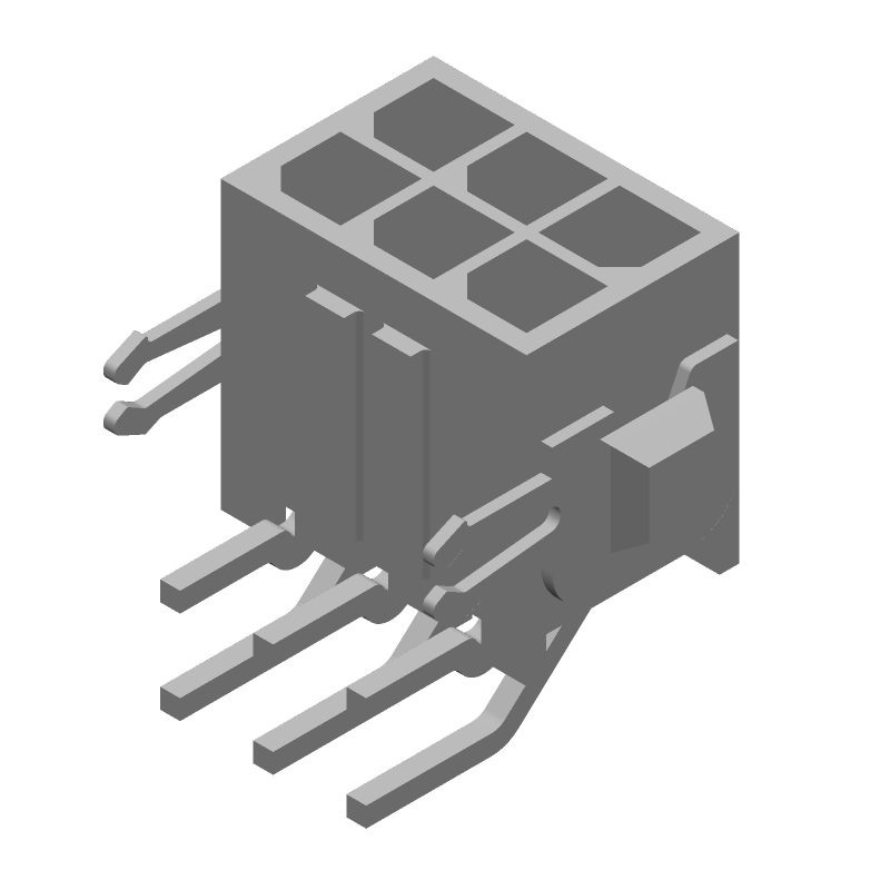 6 Pos Rectangular Connector, Wire-to-Board, 5A, 250V, Right Angle, Through Hole