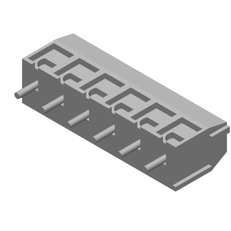 6 Pos 5mm Pitch Terminal Block, 10A, 250V, Blue, Solder ST