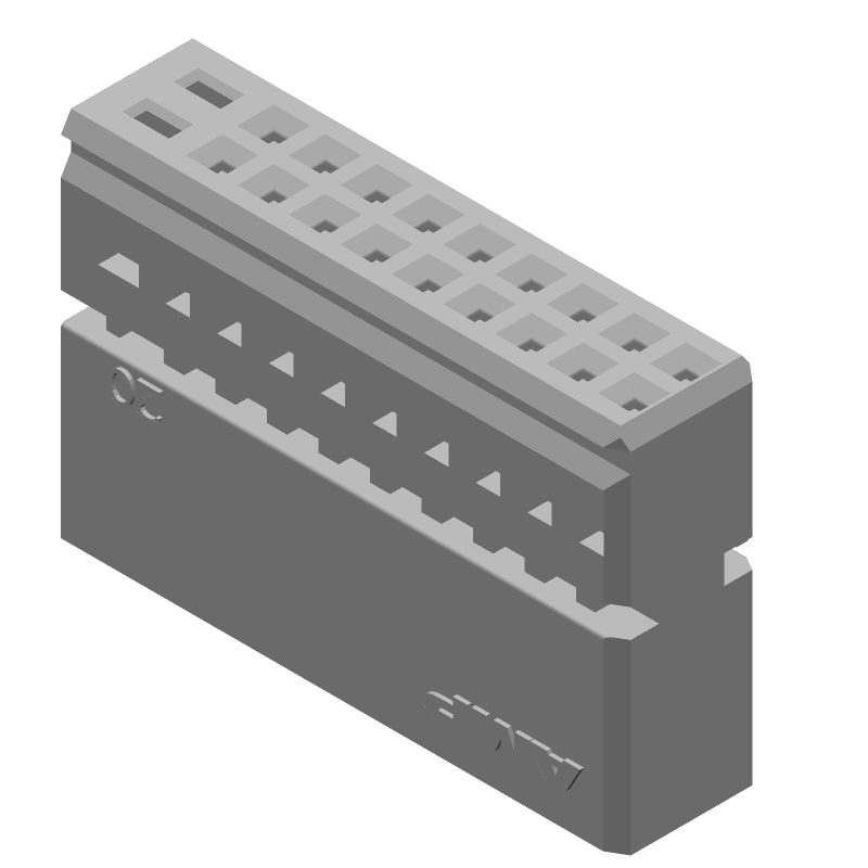 20 Pos Rectangular Connector Housing, PBT, Black, Crimp, Straight