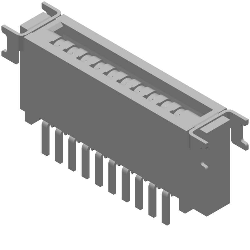 FPC Connector, 10 Pos, 1mm, ZIF, RA, SMD, 500mA, 50V