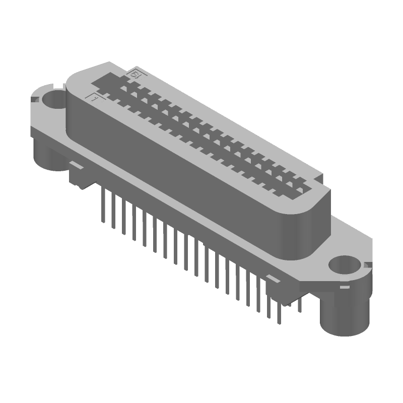 36 Pos, 2 Row, Vertical Mount, Gold/Tin Plated Connector