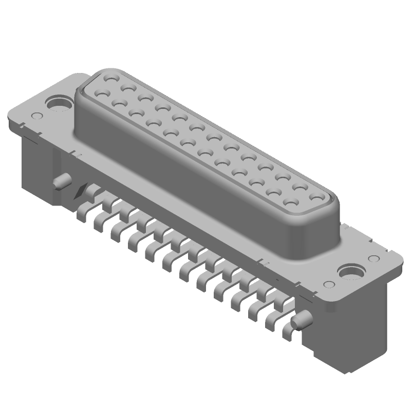 25 Pos, 2 Row, Right Angle, SMT D-Sub Connector, Signal, 4.5A