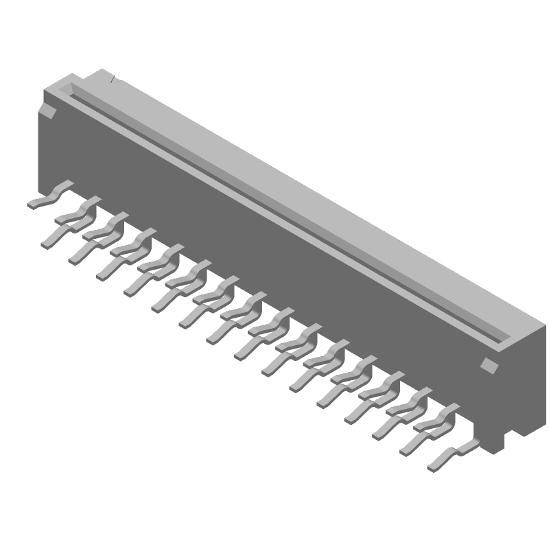 30 Pos FPC Connector, 1.25mm Pitch, RA Thru-Hole, 1A, 50V