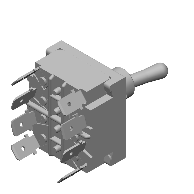 Toggle Switch 4PST 20A 250VAC Quick Conn Panel Mount