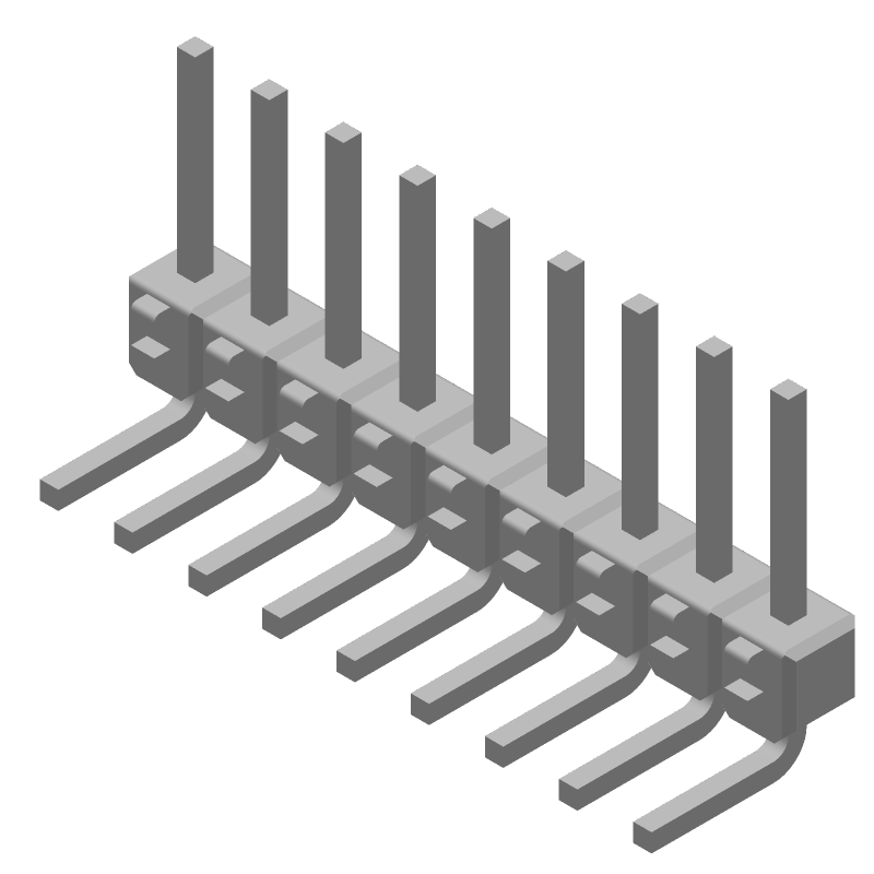 9 Pos 2.54mm RA Thru-Hole Unshrouded Header (Male Pin)