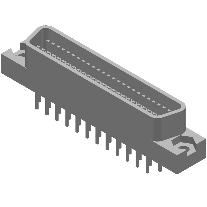 50 Pos 2 Row .050" Pitch Signal Connector, Black, Through Hole, Straight