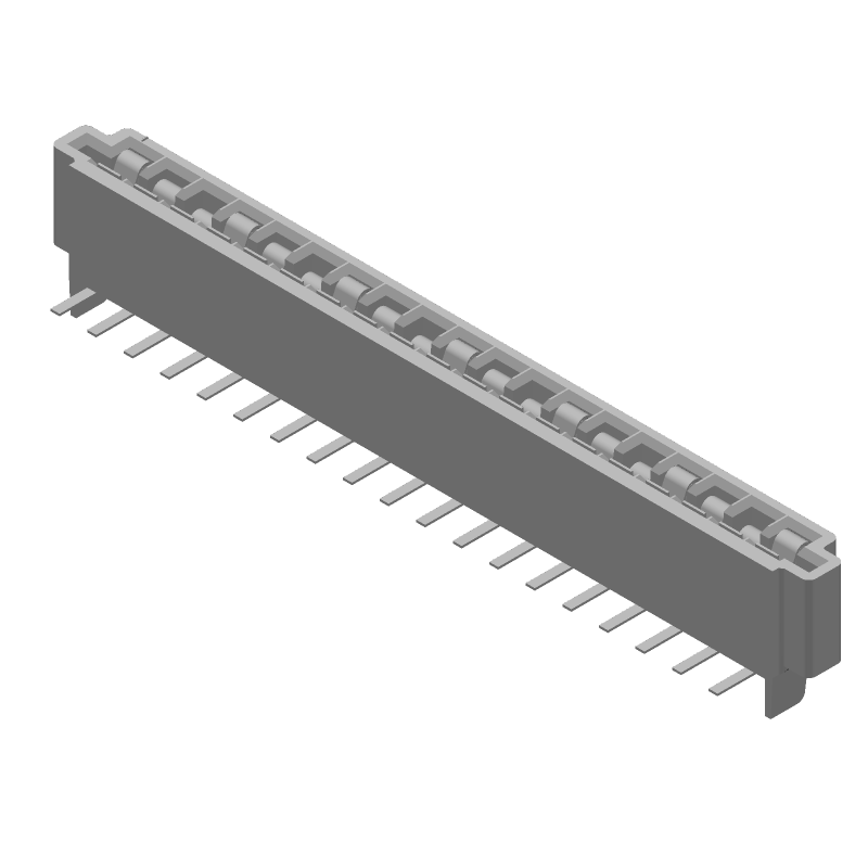 FFC/FPC Connector, 19 Pos, 2.54mm, RA Thru-Hole, Solder