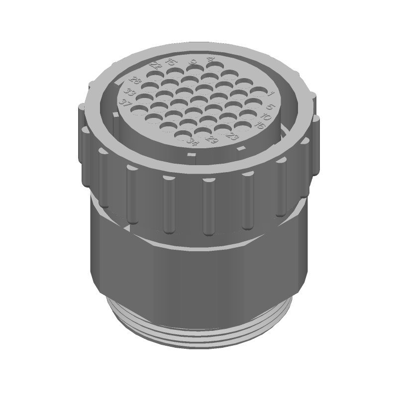 37 Pos Female Crimp Circular Connector, 600V, IP67, Black