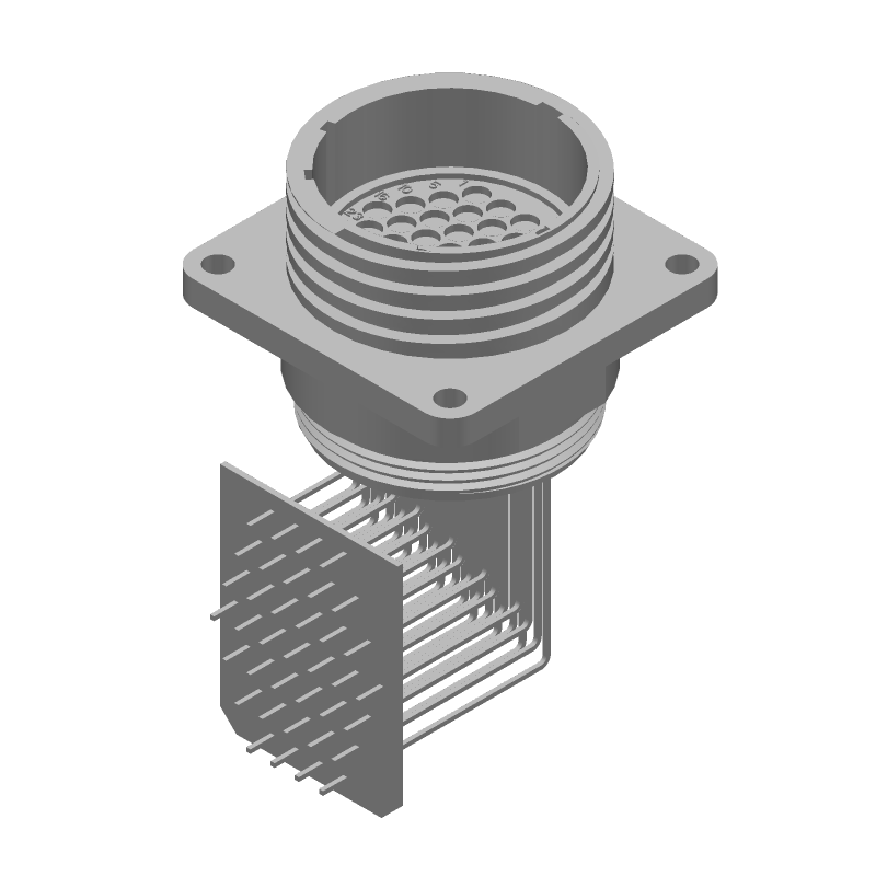 37 Pos Circular Connector, RA Solder, Gold Plated, 250V