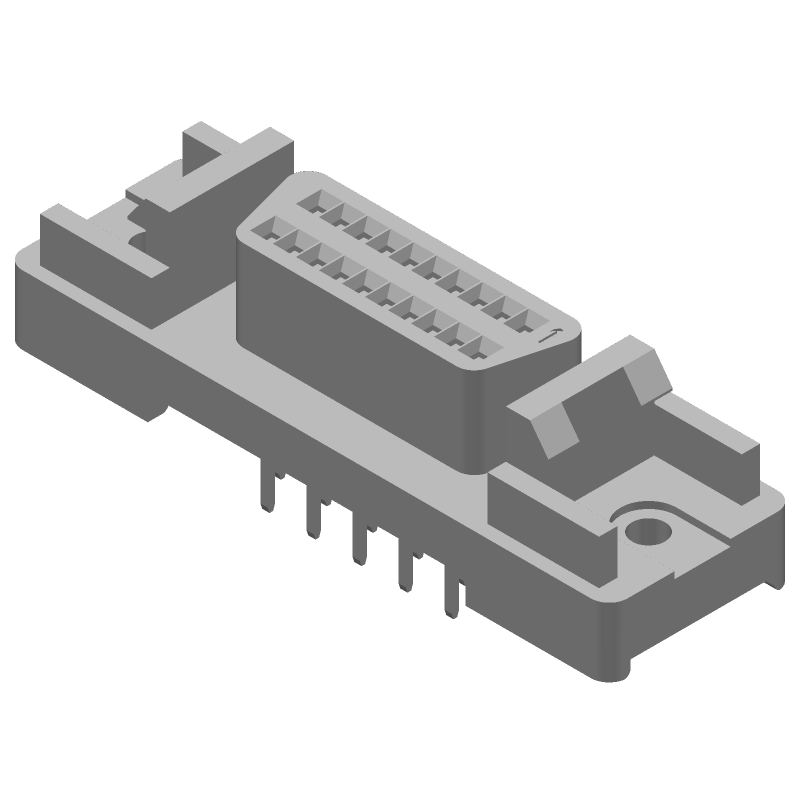 20 Pos 2 Row Vertical Signal Connector, Gold Plated Bronze, Shielded