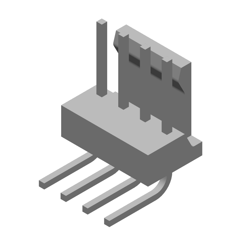 4 Pos 2.54mm RA Solder Header, Wire-to-Board, 5A, Tin