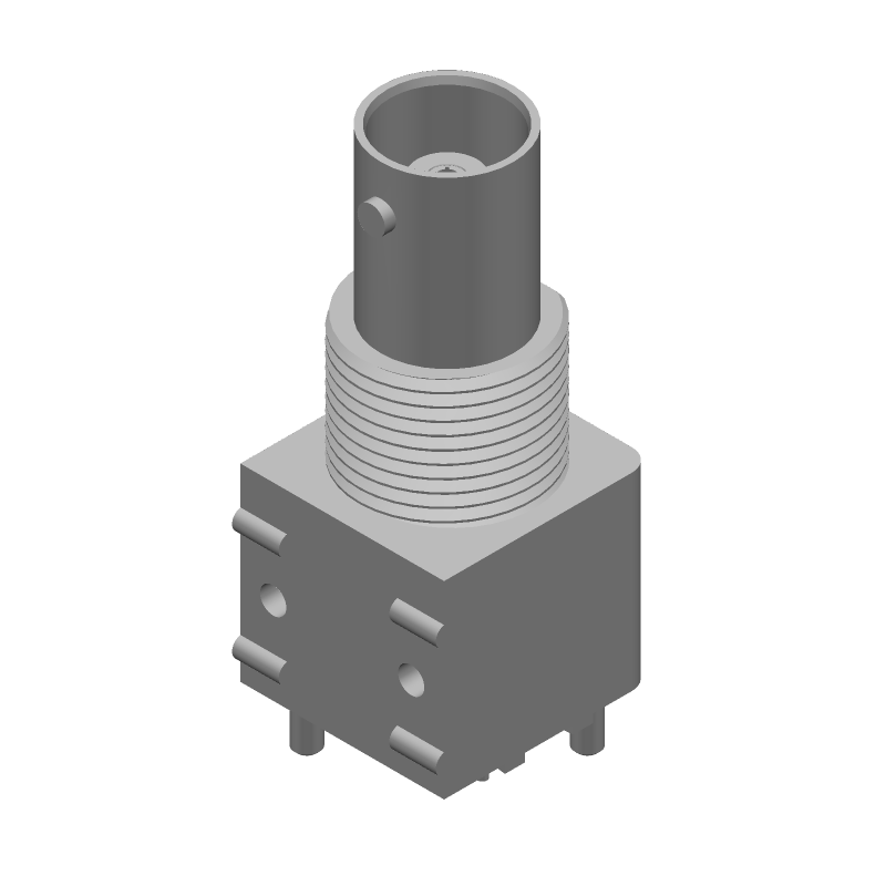 Female BNC PCB Socket, 4GHz, 50 Ohm, Straight, Nickel/Gold