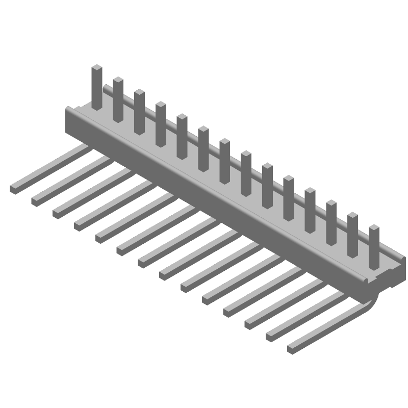 14 Pos 2.54mm RA Unshrouded Header, 5A, Tin, Thru-Hole
