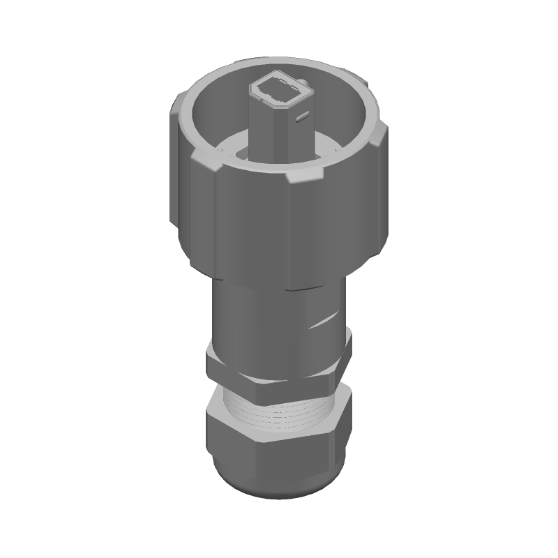 USB 2.0 Male Plug Kit, 4 Pos, Solder, IP67, Gold Brass