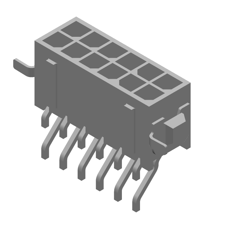 12 Pos Rectangular Connector, Wire-to-Board, Male, 5A, Gold, SMT, 250V