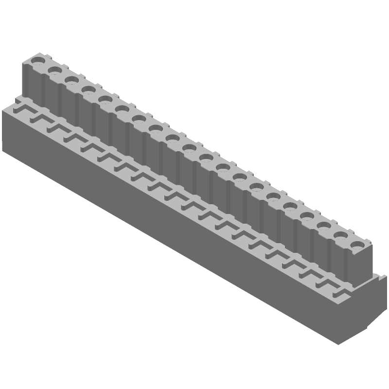 20 Pos Terminal Block, 3.81mm Pitch, 11A, 300V, RA, Cable Mount