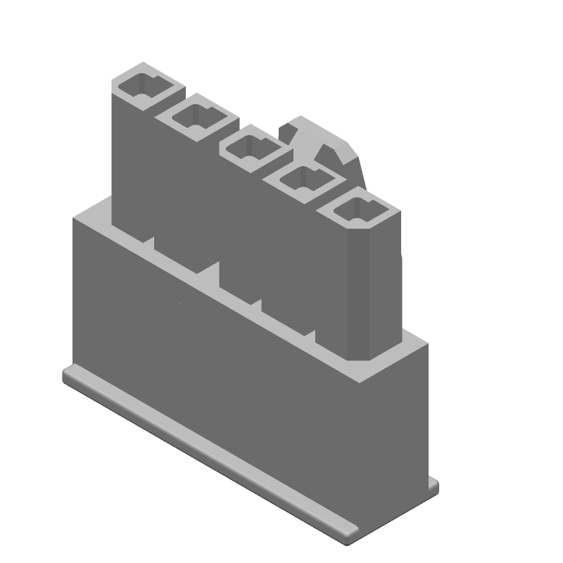 5 Pos Wire-to-Wire Receptacle, 5A, 250V, Crimp, Nylon, Black