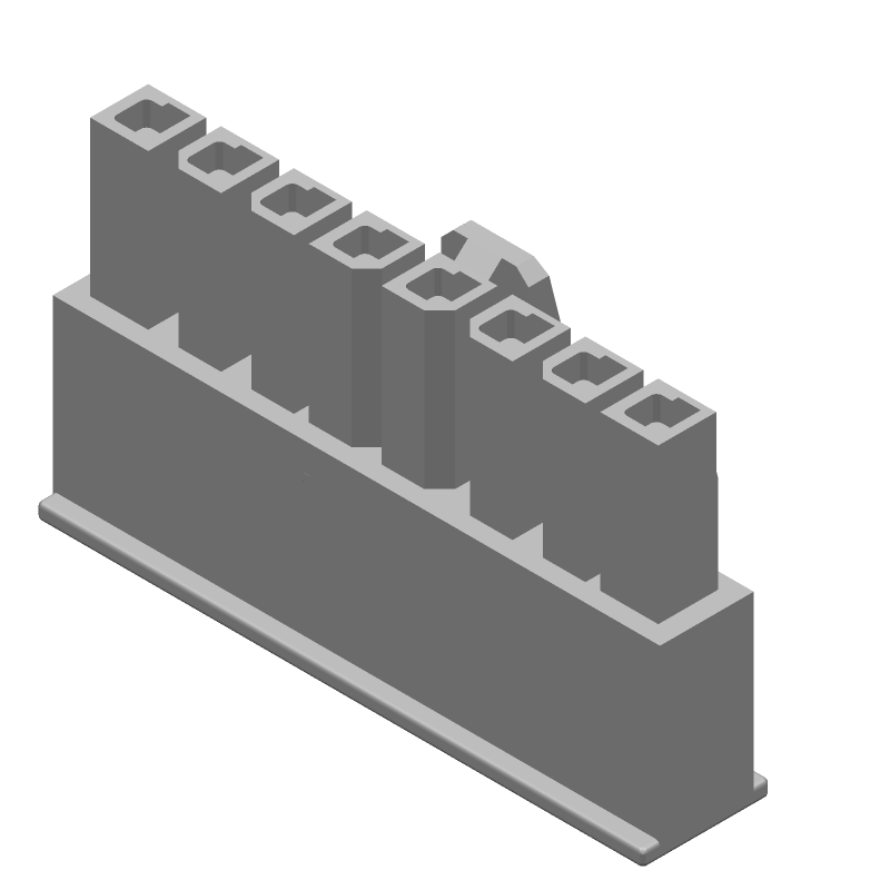 8 Pos Female Wire-to-Wire Crimp Rectangular Connector, 5A, 250V