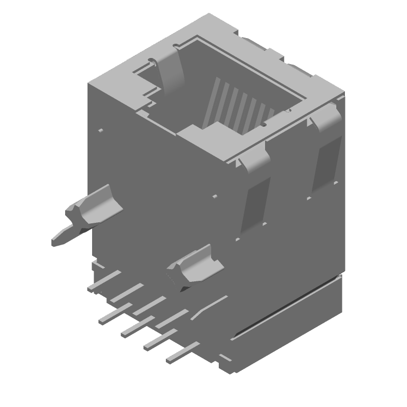 8 Pos RJ45 Connector, Shielded, Right Angle, Solder, Gold Plated Bronze
