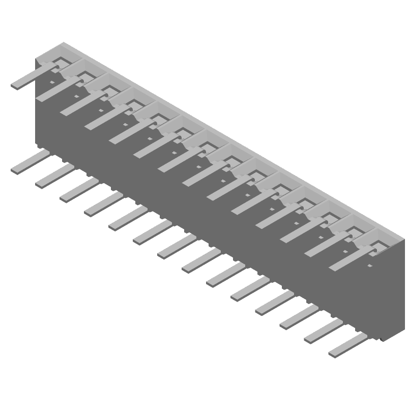 14 Pos 2.54mm RA Solder Socket Header, Gold, UL94 V-0