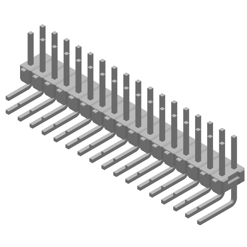 34 Pos 2.54mm RA Header, Male Pin, Gold/Tin Plating, 5A