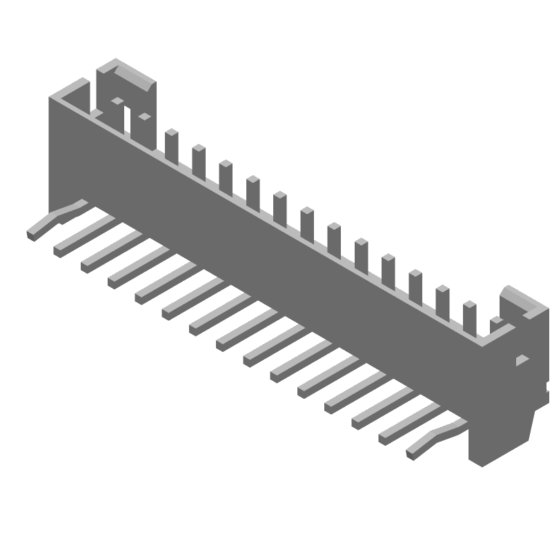 15 Pos 2mm RA HDR, 3A, Tin, Thru-Hole