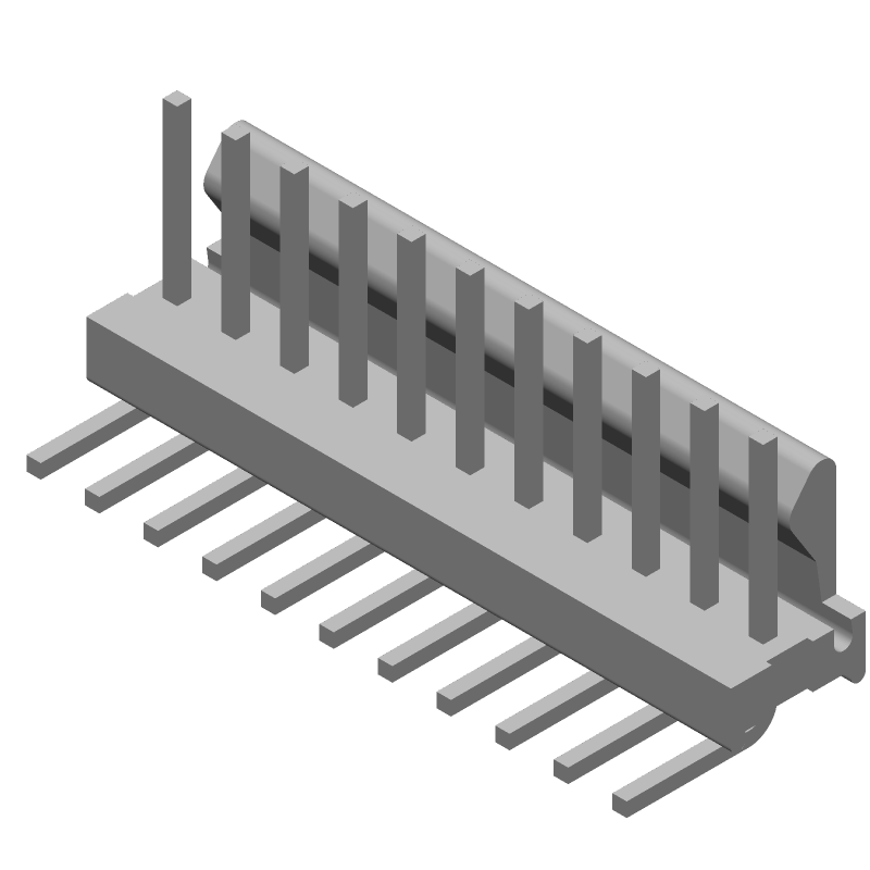 11 Pos 2.54mm RA Solder Header, Male, 5A, Gold