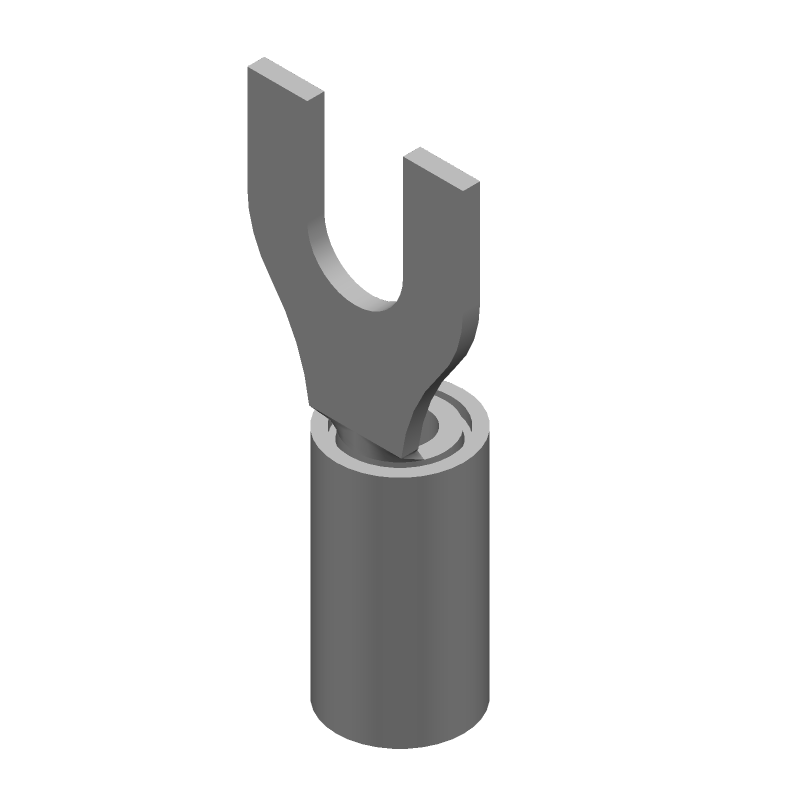 Blue Insulated Spade Terminal, 16-14AWG, Copper/Tin, 300V