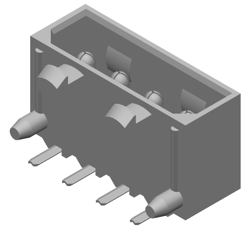 4 Pos 1 Row RA Header, 5.08mm Pitch, 6.5A, 250V, Tin