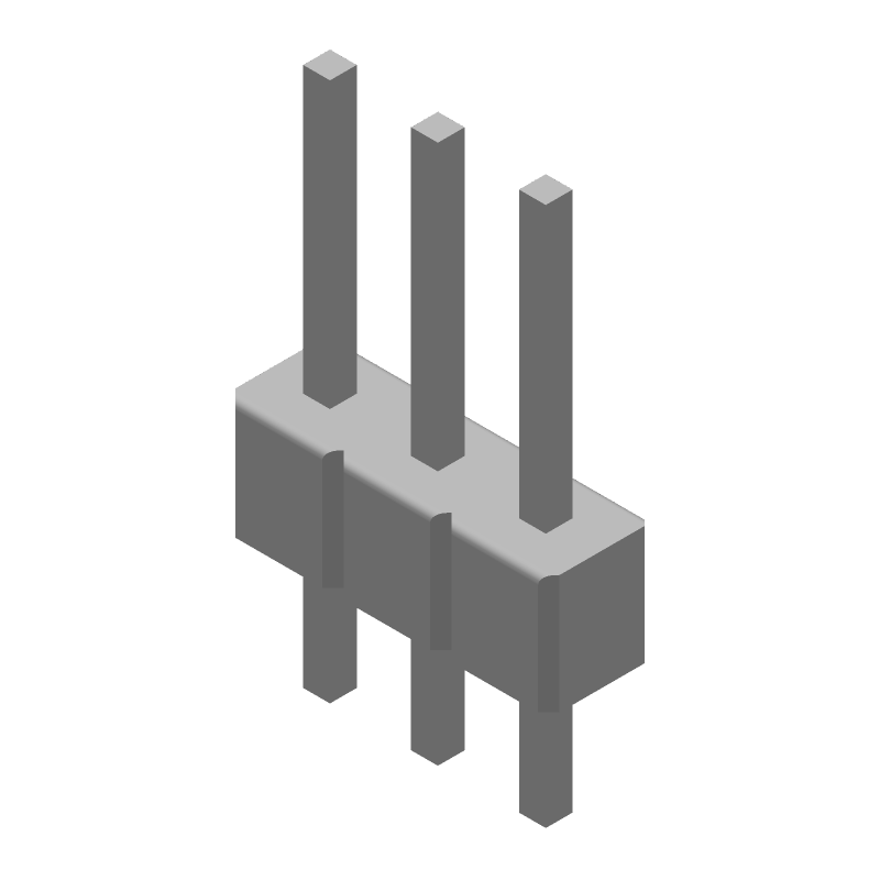 3 Pos Male Header, 2.54mm Pitch, Gold Contact, Straight, Through Hole