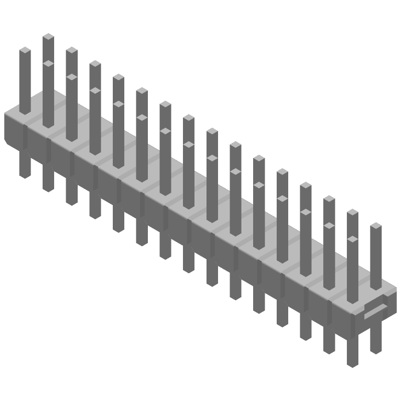 30 Pos 2 Row 2.54mm Pitch Male Header, Gold Plated