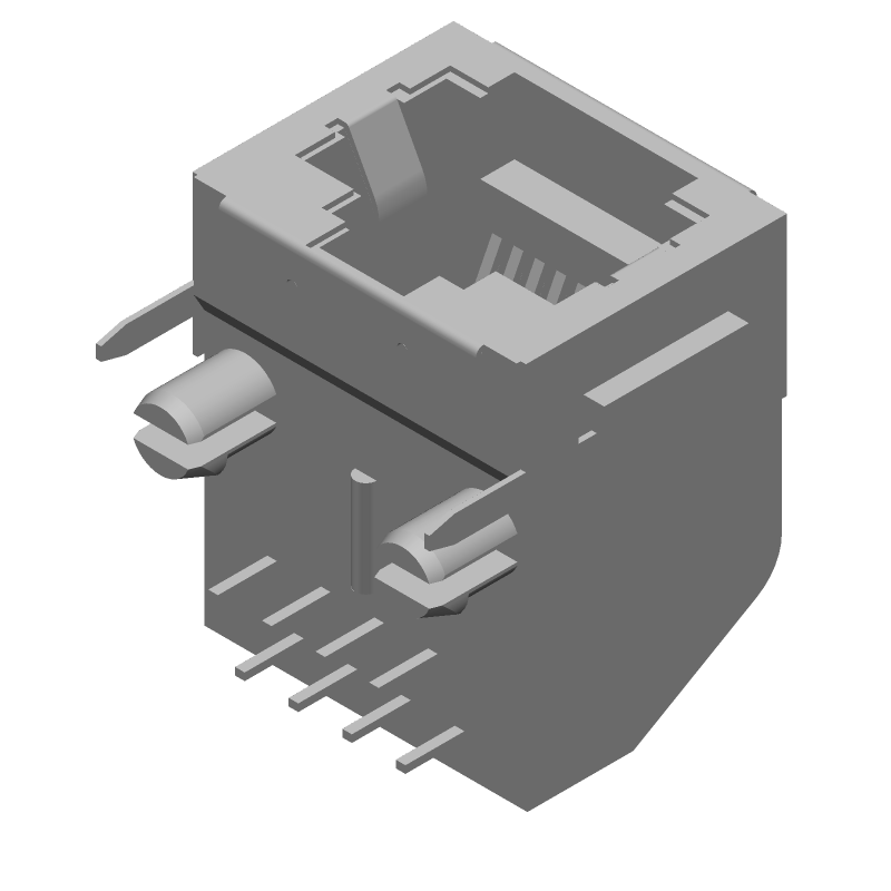 8P 8C RJ45 Shielded Right Angle Connector, Gold Plated Bronze