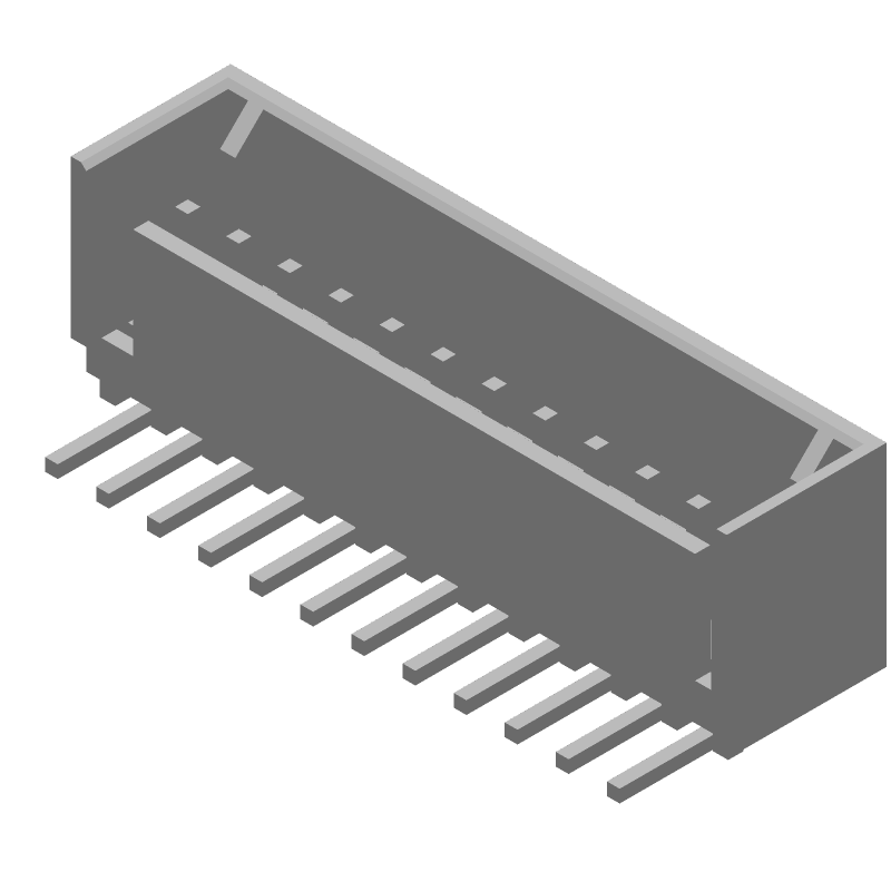 12 Pos 2.54mm RA Shrouded Header, Male Pin, 4A, Tin