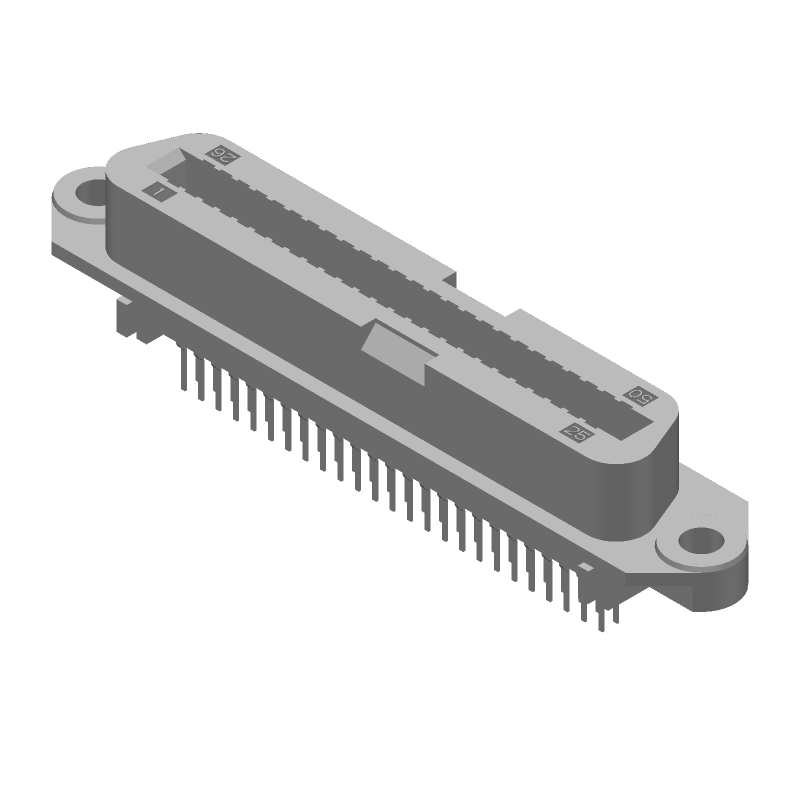50 Pos IEEE 488 Receptacle, Straight, Solder, 2.16mm Pitch