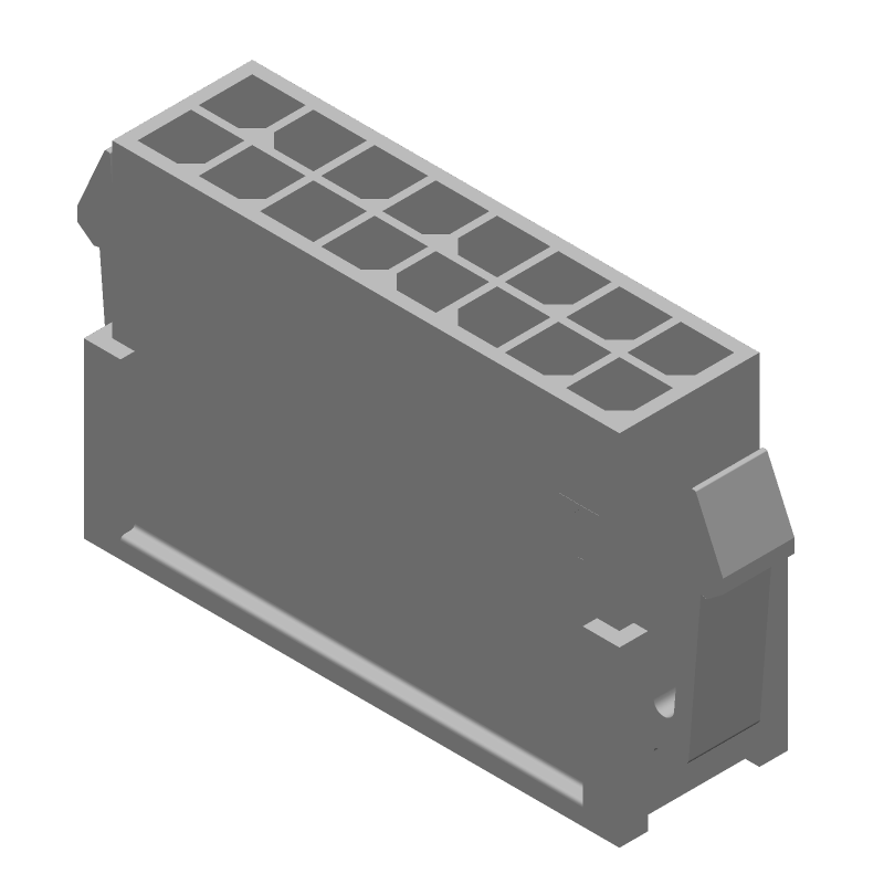 16 Pos Wire Housing, Crimp, 250V, 5A, Straight, Panel Mount