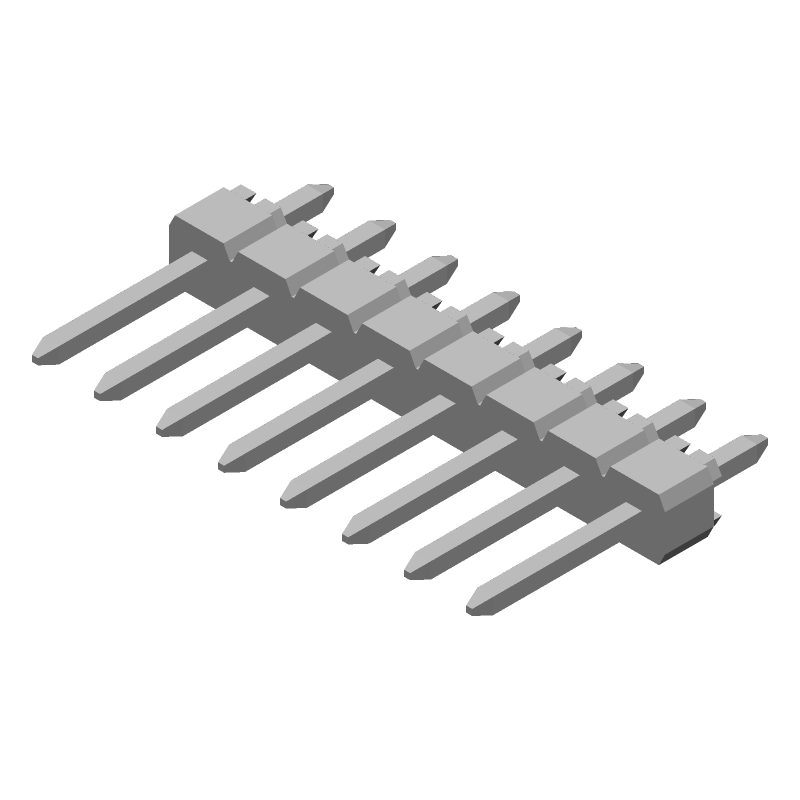 8 Pos Male Header, Straight, 2.54mm Pitch, Solder, 3A