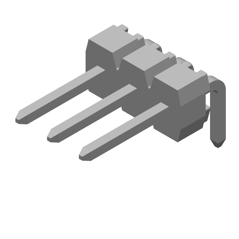 3 Pos Male RA Header, 2.54mm Pitch, Solder, 350V, 3A
