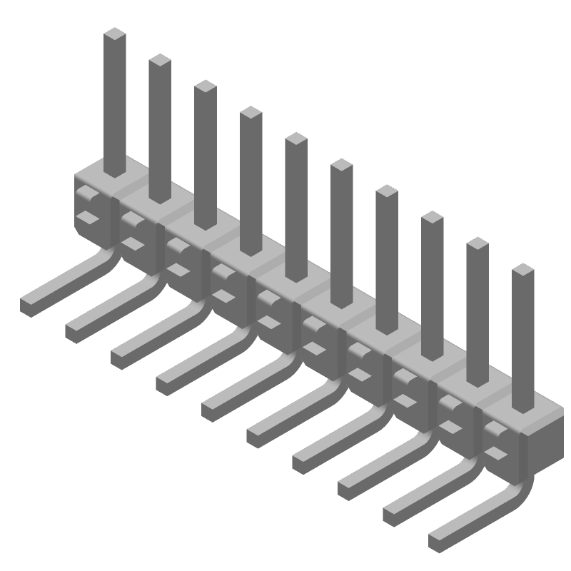 10 Pos 2.54mm RA Thru-Hole Header, 3A, Tin, PBT, Green