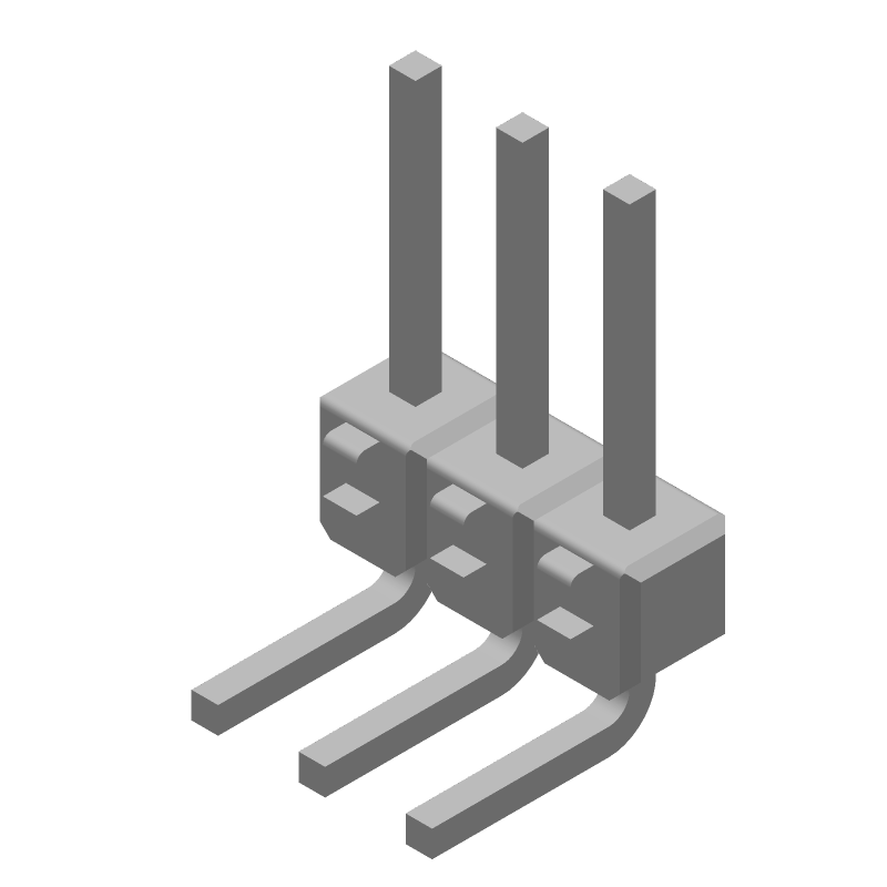 3 Pos 2.54mm RA Thru-Hole Unshrouded Header, Male Pin, 3A